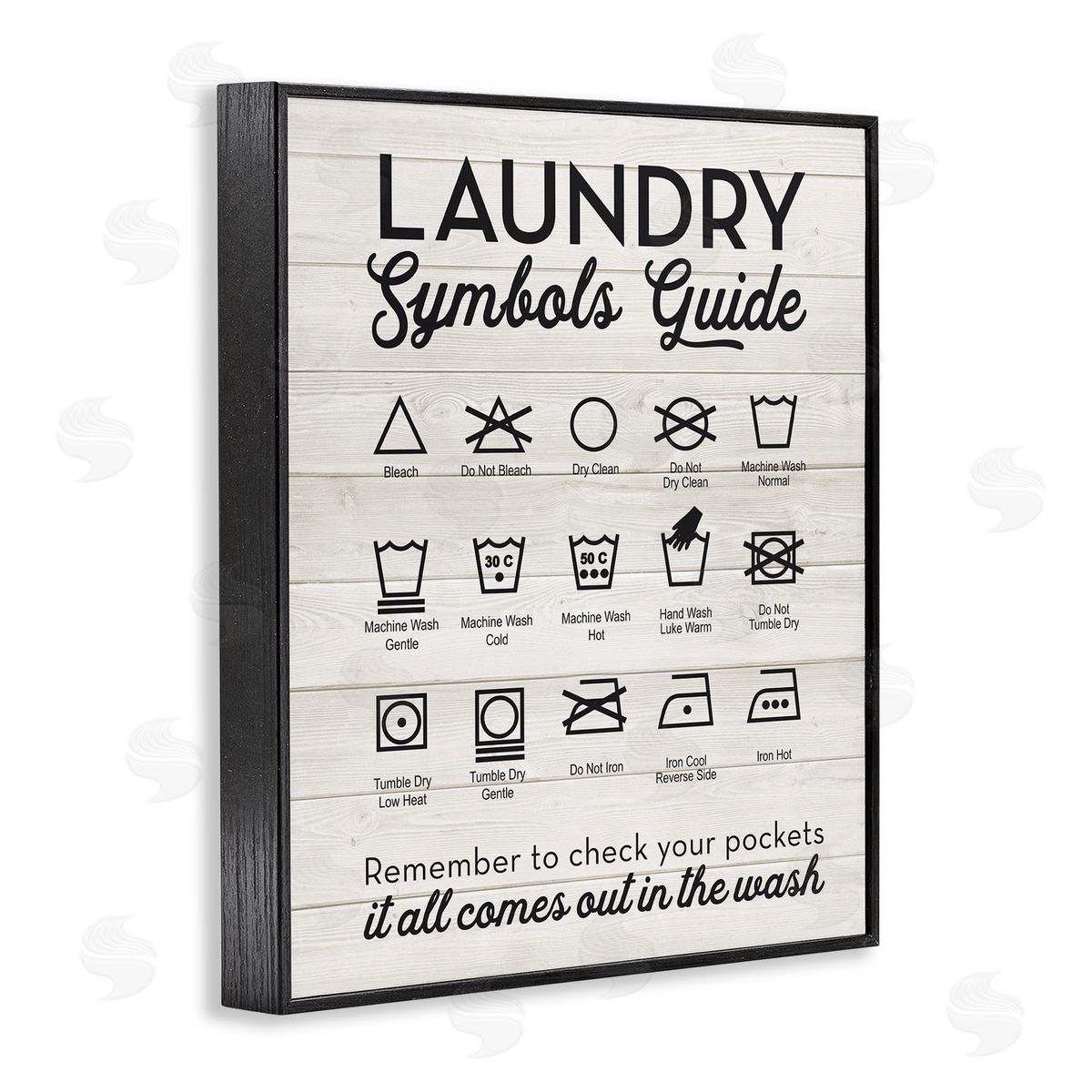 Rustic Laundry Symbols Guide Black Frame Print Wall Art, Home Decor by Lettered and Lined