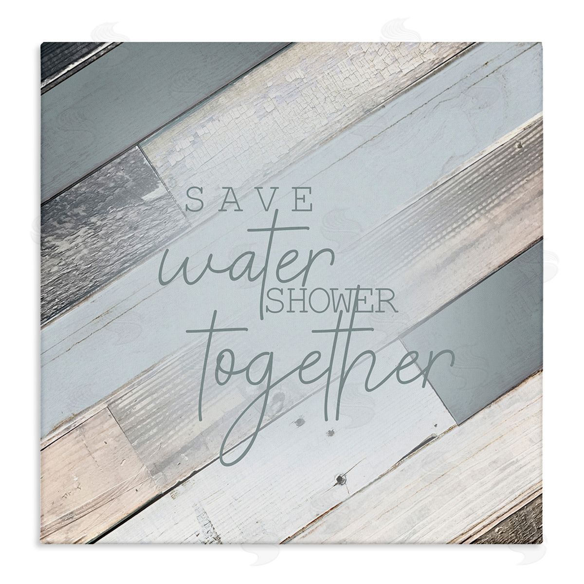 Planked Shower Together Phrase Canvas Wall Art, Home Decor by Kimberly Allen
