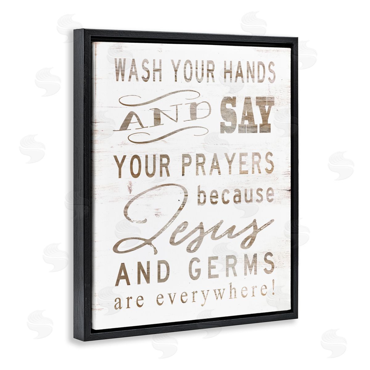 Jesus & Germs Funny Hygiene Black Floating Frame Canvas Wall Art, Home Decor by Cindy Jacobs