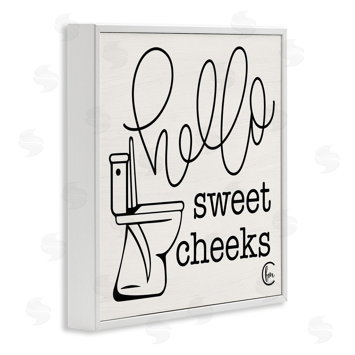 Hello Sweet Cheeks with Toilet White Frame Print Wall Art, Home Decor by Penny Lane Publishing