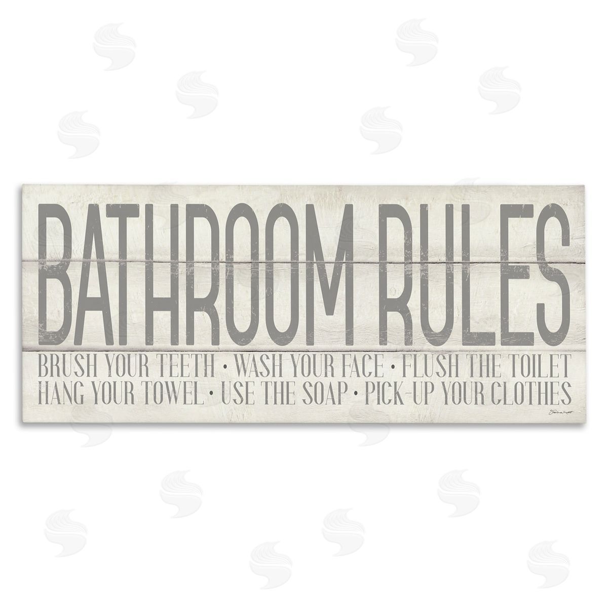 Planked Style Bathroom Rules Canvas Wall Art, Home Decor by Stephanie Workman Marrott