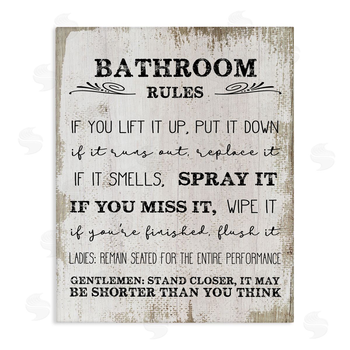 Rustic Bathroom Rules Humor Canvas Wall Art, Home Decor by Stupell Studio