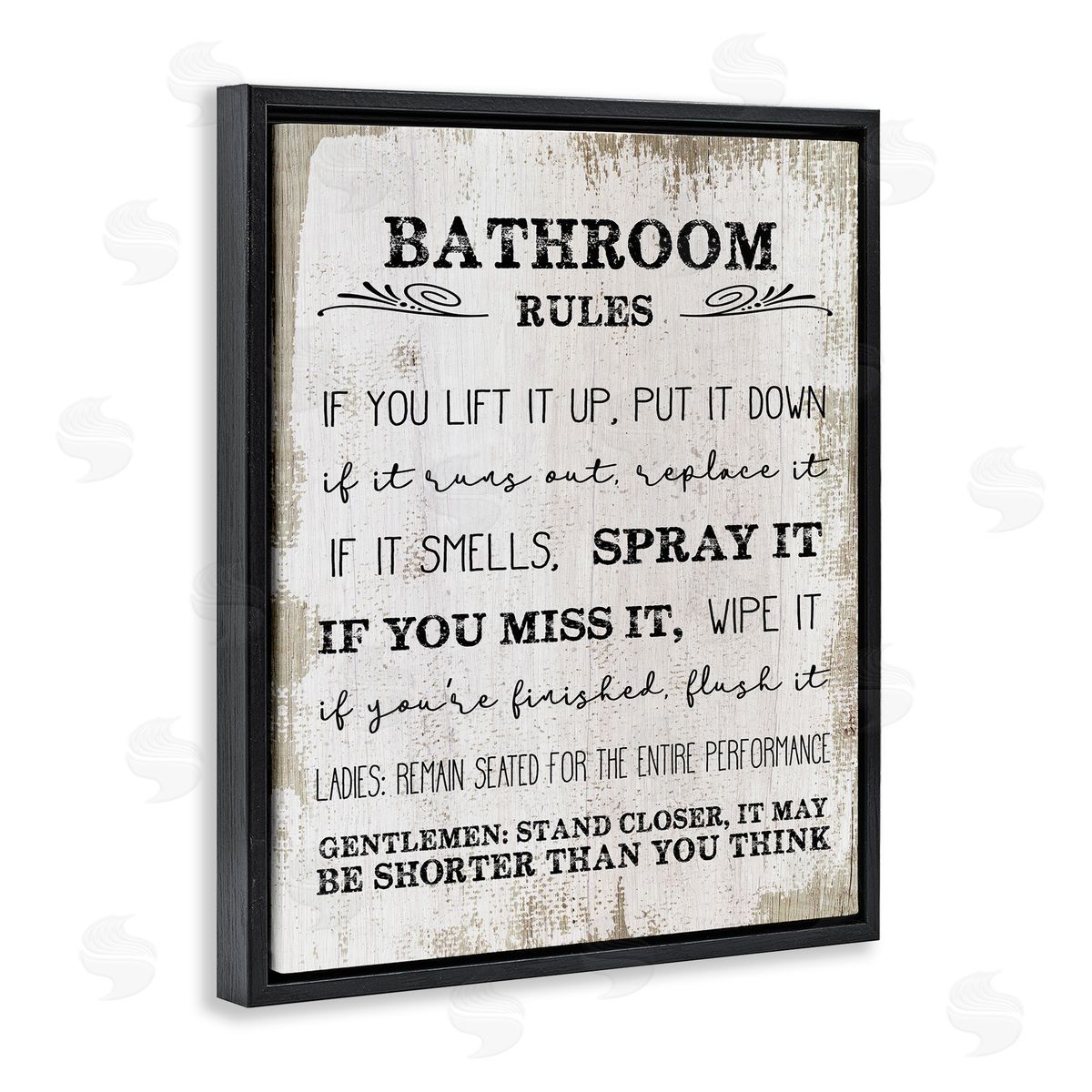 Rustic Bathroom Rules Humor Black Floating Frame Canvas Wall Art, Home Decor by Stupell Studio