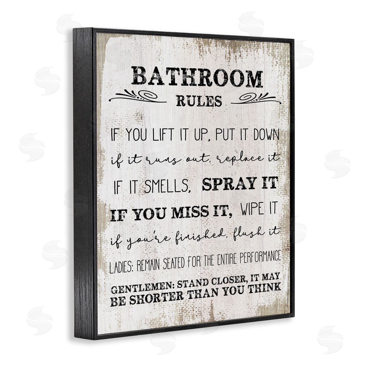 Rustic Bathroom Rules Humor Black Frame Print Wall Art, Home Decor by Stupell Studio