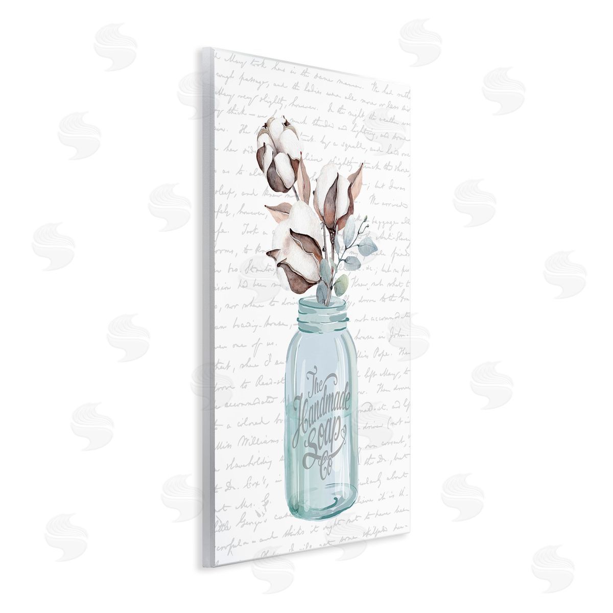 Handmade Soap Jar & Cotton Flower Wood Plaque Wall Art, Home Decor by Lettered and Lined