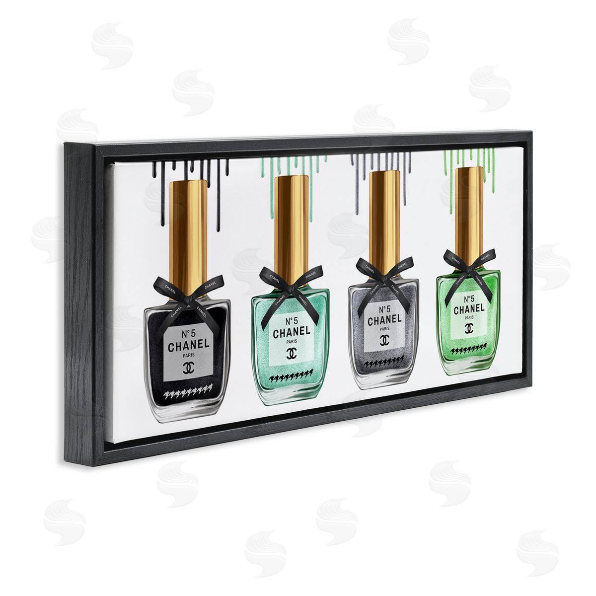 Makeup Collection Nail Polish Black Floating Frame Canvas Wall Art, Home Decor by Ziwei Li