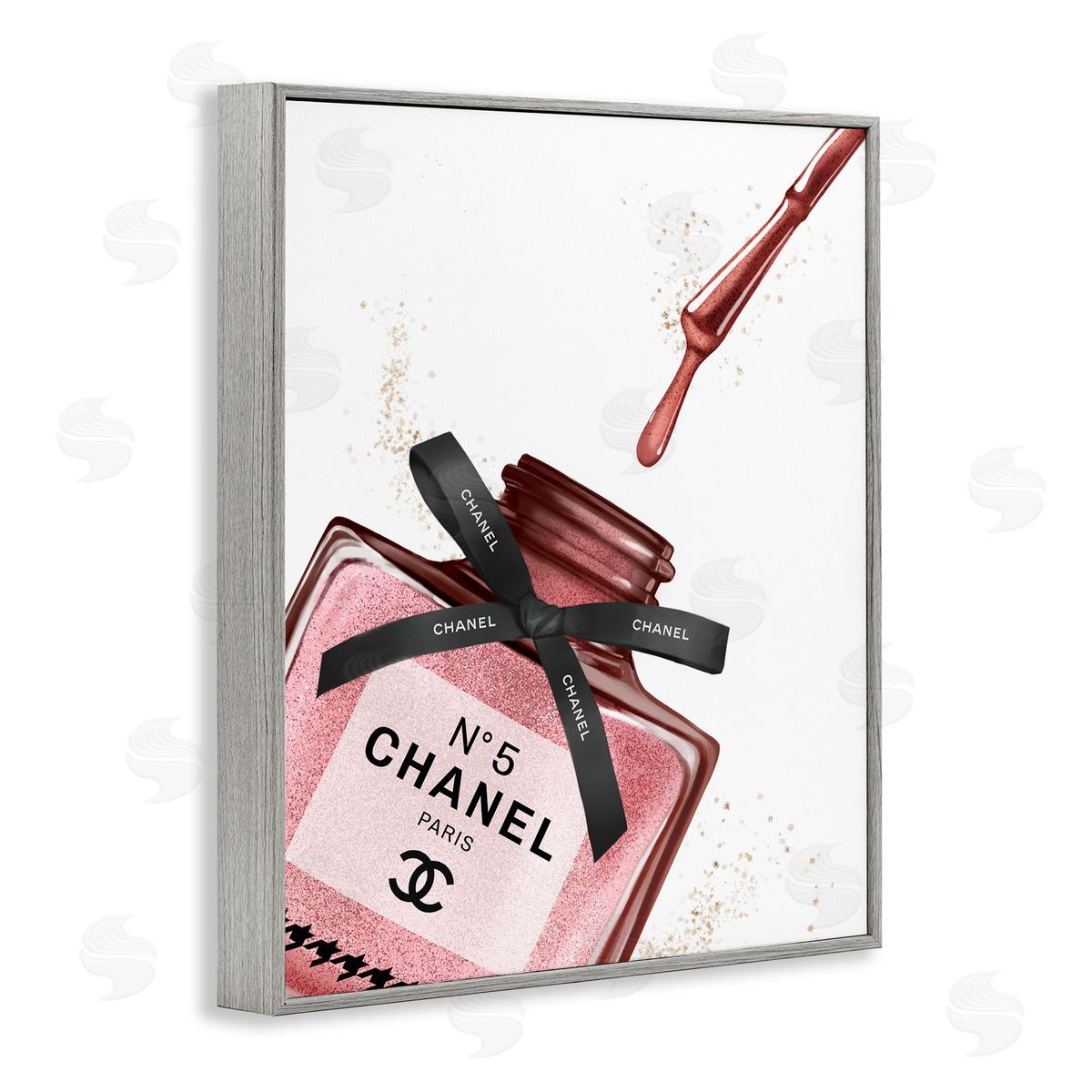 Makeup Nail Polish Brush Drip Grey Frame Print Wall Art, Home Decor by Ziwei Li