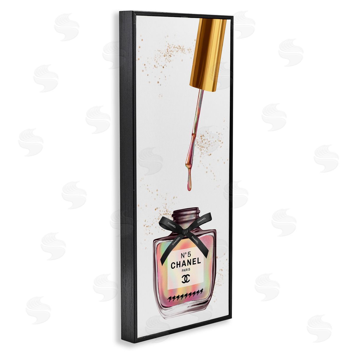 Makeup Nail Polish Brush Rainbow & Gold Black Frame Print Wall Art, Home Decor by Ziwei Li